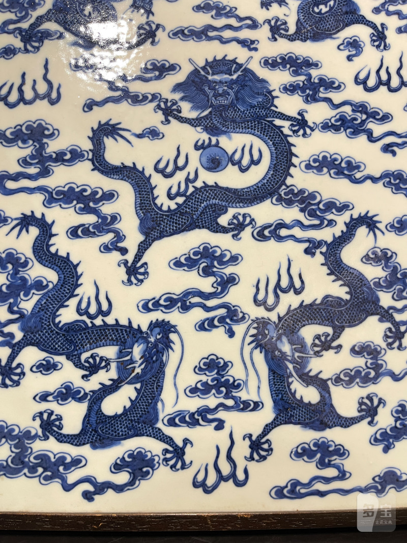 清光绪 青花五龙图瓷板 - 图5